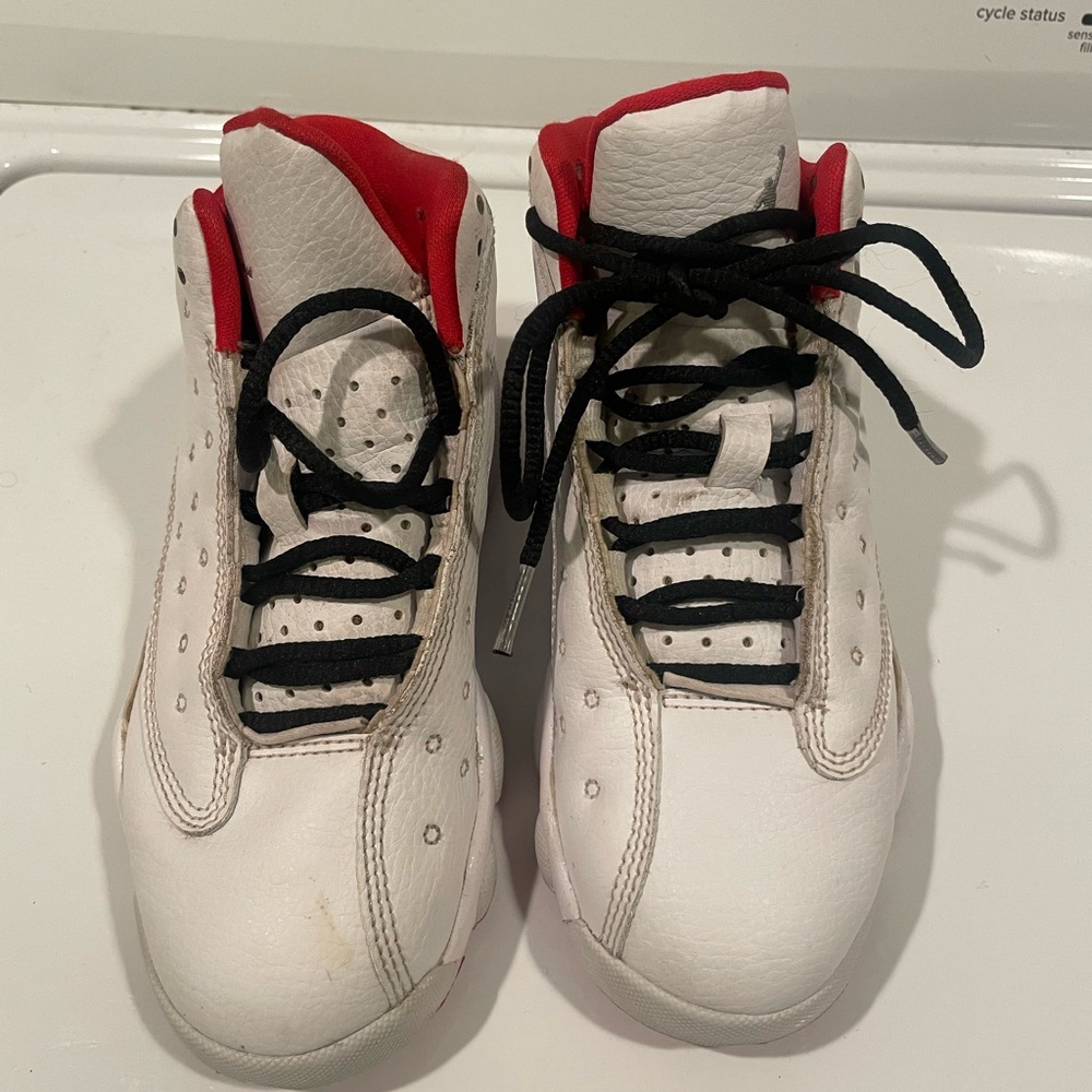 Kids White and Red Lace-Up Sneakers